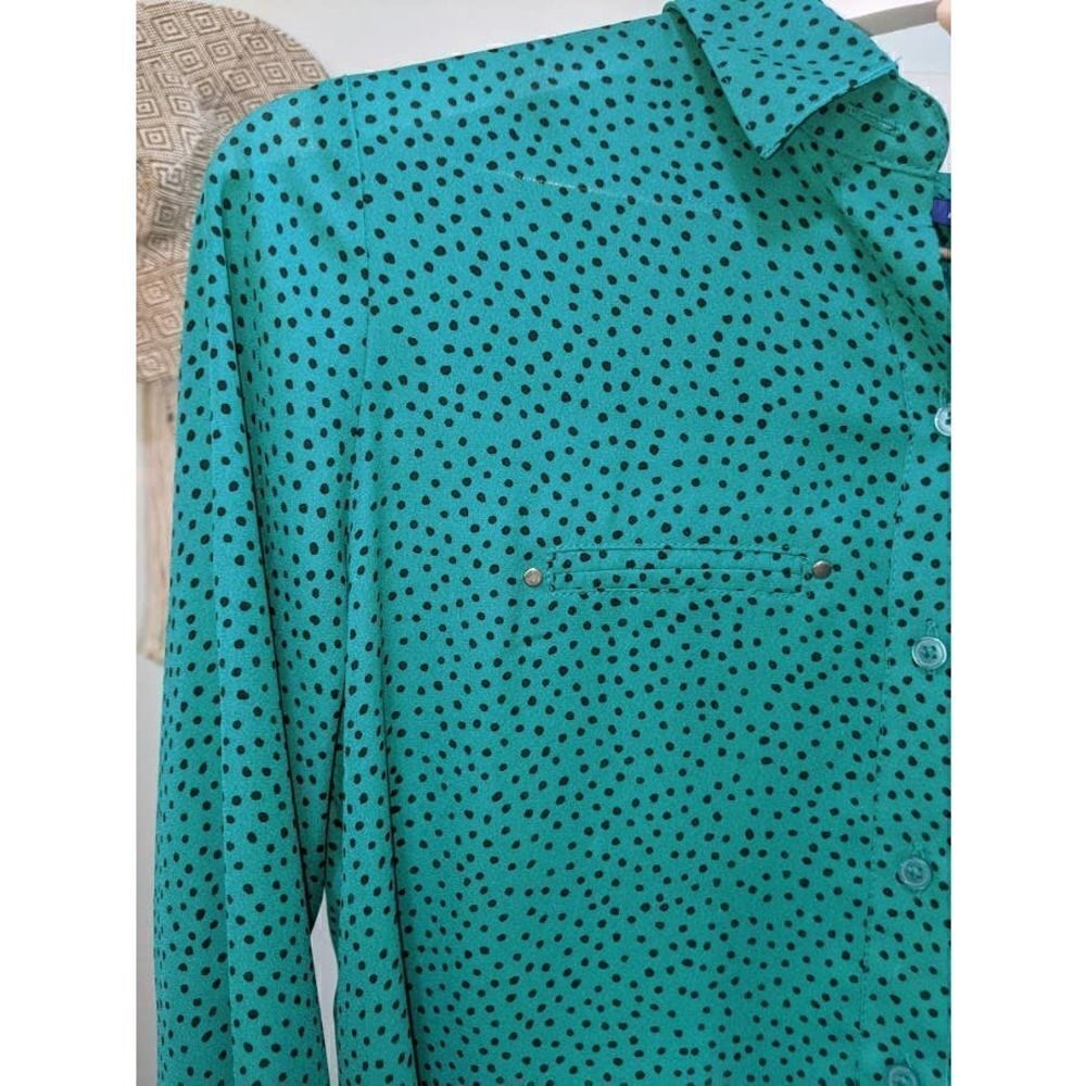 APT 9 Teal and Black Polka Dot LS Top - Picture 3 of 14